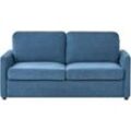 Beliani - Schlafsofa mit Matratze Blau aus Stoff 3-Sitzer 3 Personen Schlafcouch Klappsofa Ausklappbar für Wohnzimmer Gästezimmer