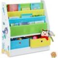 Kinderregal Meermotiv, 2 Boxen, 3 Fächer, Spielzeug Aufbewahrung, Kinder Bücherregal hbt 74 x 71 x 23 cm, bunt - Relaxdays