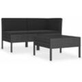 Vidaxl - 3-tlg. Garten-Lounge-Set mit Auflagen Poly Rattan Schwarz