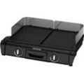 Tischgrill TEFAL "TG800N Family-Grill", schwarz, B:37cm H:11cm T:53cm, Kontaktgrill_Standgrill_Tischgrill_Teppanyakigrill, Indoor- & Outdoor-Elektrogrill, 2 Grillplatten, antihaftbesch., 2400 W