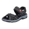 Sandale RIEKER, Damen, Gr. 37, schwarz, Lederimitat, sportlich, Schuhe Outdoorsandale, Sommerschuh, Outdoorschuh, Keilabsatz, in Trekking-Optik