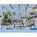 Happy Home Lounge-Set 4 tlg. HGS40-GRA helles Rattan mit Sitzkissen in grau