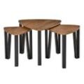 3er Set Couchtisch, Stapeltisch, Beistelltisch, Kaffeetisch, Satztisch, MDF, Natur+Schwarz, 56 x 54,