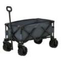 Bollerwagen Faltbarer Handwagen 360° Gartenwagen bis 20 kg Tragkraft Metall Oxford Dunkelgrau 108 x