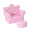 Kindersofa mit Ottomane Kindercouch in Kronenform Kindersessel Rosa