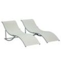 2er Set Sonnenliege Gartenliegen Stoffliege Relaxliege ergonomisch Aluminium Texteline Beige 165 x 6