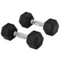 2er-Set Gummi-Hantel Fitness Hantel Kurzhantel für Trainingsraum schwarz 6 KG