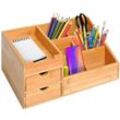 Schreibtischorganizer Aufbewahrungsbox Büro Box Organisation 2 Schubladen Natur L33 x B20,5 x H15,5