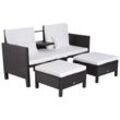 3-tlg. Lounge Gartenset2er-Sofa 2 x Hocker Kissen