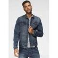 Jeansjacke BLEND "BHNARIL" Gr. M (44/46), blau (dunkelblau), Herren, Obermaterial: 99% Baumwolle, 1% Elasthan, Abriebeffekte, Jacken, washed