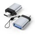 USB-C-auf-USB-3.0-Adapter (2 Stück), USB-C-Stecker auf USB-3.0-Buchse, Adapter, kompatibel mit Telefon, Laptop, PC (Silber)