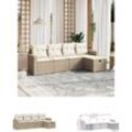 The Living Store 5-tlg. Garten-Sofagarnitur mit Kissen Beige Poly Rattan - Gartenmöbel-Sets