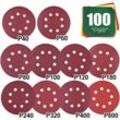 Ugreat - 100 Schleifpapier, 125 mm Schleifscheibe, sortiert mit Körnung 40, 60, 80, 100, 120, 180, 240, 320, 400, 800, Schleifscheiben,