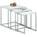 Beistelltische 3er Set, Couchtisch, Holz, Metall, Satztische, modernes Design, HxBxT: ca. 42 x 40 x 40 cm, weiß - Relaxdays