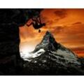 Fototapete PAPERMOON "GEBIRGE-SEE-BERGE WALD HIMMEL MATTERHORN BERGSTEIGER", bunt, B:3,50m L:2,60m, Vlies, Tapeten