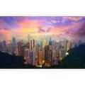 Fototapete PAPERMOON "HONG KONG-VICTORIA PEAK STADT INSEL SKYLINE MEER NACHT", bunt, B:4,00m L:2,60m, Vlies, Tapeten