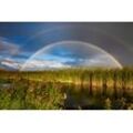 Fototapete PAPERMOON "REGENBOGEN ÜBER FLUSS-LANDSCHAFT NATUR HIMMEL WOLKEN", bunt, B:4,50m L:2,80m, Vlies, Tapeten