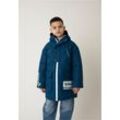 Parka GULLIVER Gr. 134, blau (dunkelblau), Jungen, 100% Polyester, bedruckt, Jacken, mit abnehmbarer Kapuze