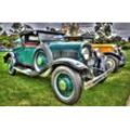 Fototapete PAPERMOON "OLDTIMER-AUTOS VINTAGE CARS MOTORRAD RETRO CAR CHOPPER", bunt, B:5,00m L:2,80m, Vlies, Tapeten