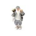 Weihnachtsmann 60 cm grau mit Brille Teddy Lampe & Sack Santa Claus