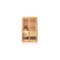 Dewello Finnische Sauna TOFINO 120x140 Kabine aus Hemlock Tannenholz mit 3,5 kW Harvia Ofen, inkl Sauna Set