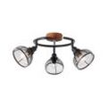 BRILLIANT Lampe, Avia Spotspirale 3flg schwarz/holzfarbend, Metall/Holz, 3x D45, E14, 40W,Tropfenlampen (nicht enthalten)