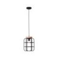 BRILLIANT Lampe, Gwen Pendelleuchte 1flg antik holz/schwarz korund, Metall/Holz, 1x A60, E27, 40W,Normallampen (nicht enthalten)