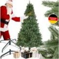 tectake® Weihnachtsbaum , künstlich in Grün, mit Spritzgussnadeln, formbar mit viel Volumen, pulverbeschichteter Metallständer mit Kunststoffkappen