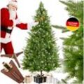 tectake® Weihnachtsbaum , künstlich in Grün, PVC- und Spritzgussnadeln, beschneite Spitzen, formbar mit viel Volumen, klappbarer Baumständer aus Holz, 110 x 180 cm