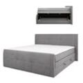 Boxspringbett - grau - H3 - mit Bettkasten - 180x200 cm