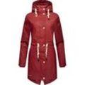 Regenjacke NAVAHOO "Flower of Ocean", Damen, Gr. XS (34), rot (blutrot), Obermaterial: 70% Polyester, 30% Polyurethan, Innenfutter: 100% Polyester, Ärmelfutter: 100% Polyester, Wattierung: 100% Polyester, modisch, gerade ca. Mitte Oberschenkel, hoch geschlossener Ausschnitt, Jacken, Wasserdichter Damen Outdoor Regenmantel