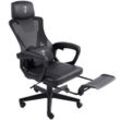 Gaming Stuhl im modernen Racing-Design mit einklappbarer Fußstütze - Gaming Chair mit flexiblen Armlehnen - ergonomischer Gaming Schreibtischstuhl mit extra Stützkissen