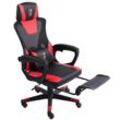 Gaming Stuhl im modernen Racing-Design mit einklappbarer Fußstütze - Gaming Chair mit flexiblen Armlehnen - ergonomischer Gaming Schreibtischstuhl mit extra Stützkissen