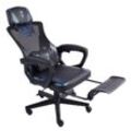 Gaming Stuhl im modernen Racing-Design mit einklappbarer Fußstütze - Gaming Chair mit flexiblen Armlehnen - ergonomischer Gaming Schreibtischstuhl mit extra Stützkissen