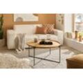 Couchtisch MCA FURNITURE "TREVISO", beige (naturfarben, schwarz, naturfarben), B:80cm H:40cm T:80cm, Massivholz/ Metall, Tische, Eiche massiv natur, Metall schwarz matt, Belastbarkeit 30 kg