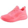 Sneaker SKECHERS "BOBS SQUAD CHAOS-COOL RYTHMS" Gr. 35, pink (neon pink), Damen, Textil, unifarben, Schuhe, Knitwear-Sneaker, Schnürschuh, Trainingsschuh in veganer Verarbeitung