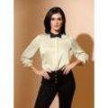 Satinbluse CREATION L Gr. 38, beige (sand), Damen, 97% Polyester, 3% Elasthan, unifarben, Blusen