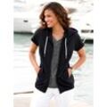 Shirtjacke CASUAL LOOKS "Sweatjacke", Damen, Gr. 36, schwarz, 100% Baumwolle, unifarben, Kurzarm, Shirts