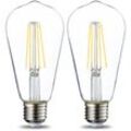 Set mit 2 Vintage-LED-Lampen, Edison-Sockel, E27, ST64, 6 w, transparentes Filament, nicht dimmbar [Energieklasse e]