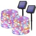 Beijiyi - Solar-Lichterkette für den Außenbereich, 12 m, 100 LEDs, Solar-Lichterkette, 8 Modi, wasserdicht, Kupferdraht, Dekoration, Lichtgirlande