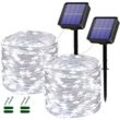 Beijiyi - Solar-Lichterkette für den Außenbereich, 12 m, 100 LEDs, Solar-Lichterkette, 8 Modi, wasserdicht, Kupferdraht, Dekoration, Lichtgirlande