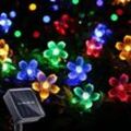 Solar-Lichterkette, Kirschblüten-Fee, 7 m, 50 LEDs, 8 Modi, Garten, Weihnachten, Terrasse, Innendekoration, mehrfarbig