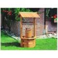 Gartenbrunnen Perm - 60 x 55 x 110 cm - Farbe: Honigbraun - Gartenbrunnen aus Fichtenholz - inkl. Kurbel - Eimer - Kette und Dach