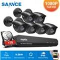 Sannce - Système de sécurité vidéo domestique 1080P avec dvr 1080N avec 6 caméras Style b – 1TB hdd