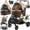 Lovpet - Hundewagen 3in1 Hundebuggy Hundebox Transporttasche 360° Große Räder Faltbar klappbar Haustiere Buggy mit Netzfenstern &