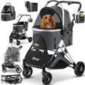 Lovpet - Hundewagen 3in1 Hundebuggy Hundebox Transporttasche 360° Große Räder Faltbar klappbar Haustiere Buggy mit Netzfenstern &