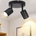 GBLY Deckenleuchte Schwarz Deckenstrahler 2 Flammig: Deckenlampe Spots Strahler Deckenspots GU10 330°Schwenkbar Modern Flurlampe rund Wandstrahler