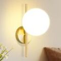 Gbly - Wandleuchte Innen Wandlampe Schlafzimmer - Wandbeleuchtung Treppenhaus Vintage Flurlampe 1 Flammig Glas Lampenschirm Gold Wand Lampen E27