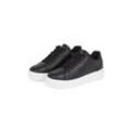 Plateausneaker TOMMY HILFIGER "TH PLATFORM COURT SNEAKER" Gr. 36, schwarz Damen, Schuhe Freizeitschuh, Halbschuh, Schnürschuh, Kontrastbesatz an der Ferse