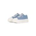 Plateausneaker TOMMY JEANS "TJW FOXING FLATFORM SNEAKER LOW", Damen, Gr. 41, blau (hellblau), Textil, sportlich, Schuhe, Freizeitschuh, Halbschuh, Schnürschuh mit trendigen Kontrastnähten